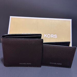 Michael Kors Dark Brown Wallet & Card Holder Duo